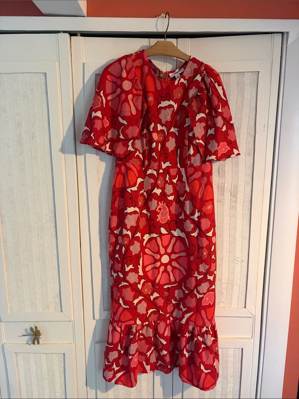 Rhode X Target Large Zinnia Floral Print Bell Sleeve Midi Dress size 12 - Picture 4 of 9